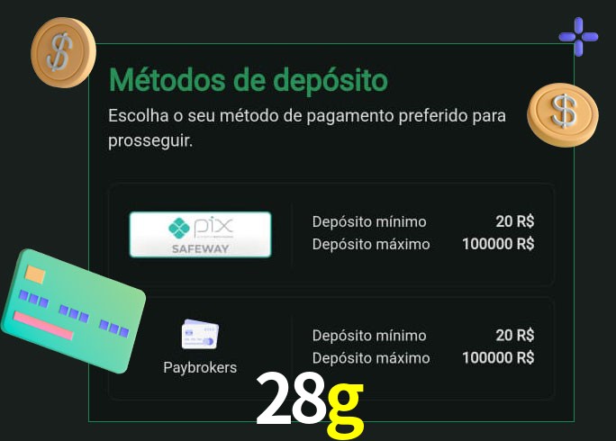 O cassino 28g oferece uma grande variedade de métodos de pagamento